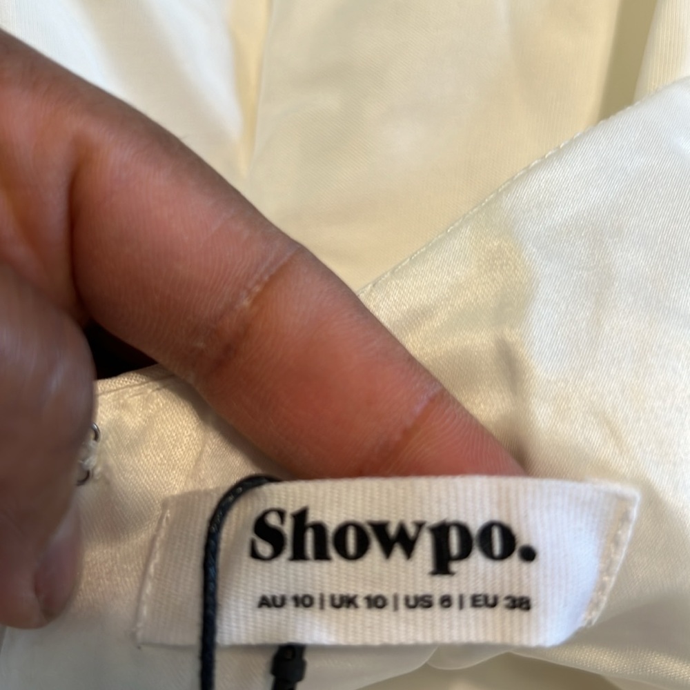 Showpo Yara White Plunge corset front V waist Fit & Flare Mini Dress size 6 NEW - Picture 9 of 16